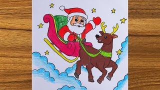 Christmas Drawing  Easy Santa Claus Drawing  How to draw Easy Christmas Festival [upl. by Dihgirb]