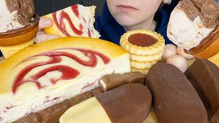 ASMR Chocolate Raspberry Desserts Half Cheesecake Magnum Ice Cream Lindt Truffles Cookies [upl. by Bobker]