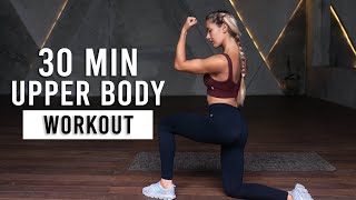 Upper Body amp Core Workout  30 Min Toning At Home [upl. by Airreis]