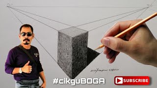 Perspektif 2 Titik Lenyap  kuboid  Lukisan Pensel  How To Draw Perspective  Cube [upl. by Tillman117]