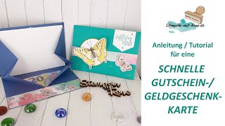 Anleitung  Tutorial für eine Schnelle GutscheinGeldgeschenkeKarte [upl. by Hadden]