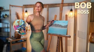 ASMR Perfectionist PAINTING with RELAXING Presence like BOB ROSS 🎨 happy little clouds and mountains [upl. by Regni393]