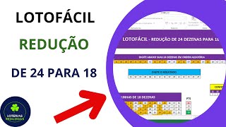 LOTOFÁCIL REDUÇÃO DE 24 PARA 18  LOTOFÁCIL TÉCNICA INTELIGENTE 2024  DICAS PARA A LOTOFACIL [upl. by Franchot]