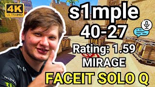 s1mple 4027 Solo Q FACEIT 3200 ELO Mirage  Sep 9 2024 cs2 pov [upl. by Ermeena200]