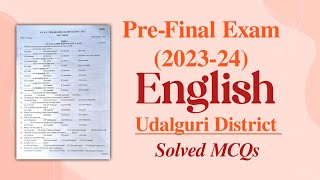 PreFinal Exam 202324  Udalguri District English Solved MCQs Class X You can learn [upl. by Heuser880]