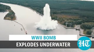 Watch World War II bomb explodes underwater in Poland no injuries [upl. by Nylra]