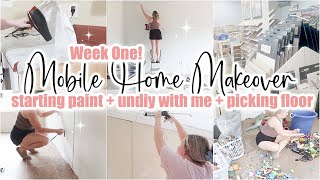 🏠 MOBILE HOME MAKEOVER WEEK ONE  Painting  UnDIY  Double Wide Fixer Upper [upl. by Llenrag]