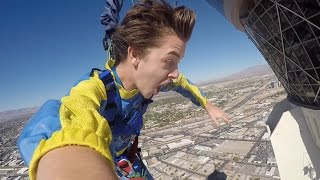 JUMPING OFF A HOTEL IN LAS VEGAS Stratosphere Sky Jump [upl. by Nuaj]