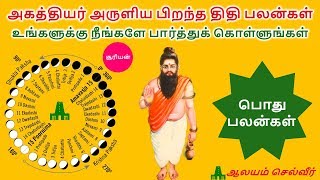 அகத்தியர் அருளிய பிறந்த திதி பலன்கள்  Thithi in Tamil  Thithi Palan Lyrics [upl. by Rexer]