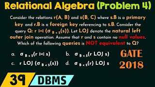 Relational Algebra Solved Problem 4 [upl. by Nayk616]