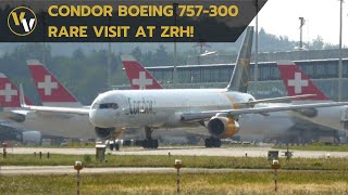 The looong Boeing 757300 of Condor taking off at Zurich Airport  rare visitor [upl. by Sivek822]