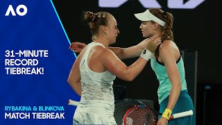 The Longest Singles Tiebreak in Grand Slam History  Rybakina v Blinkova  Australian Open 2024 [upl. by Idnal989]