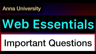 Web Essentials  Important Questions  Anna University  Tamil [upl. by Kilby]