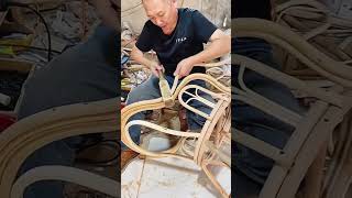 Rattan chair cold bending assembly process [upl. by Jelene370]