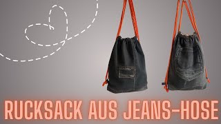 Rucksack aus Jeans Hose nähen [upl. by Atteloj429]