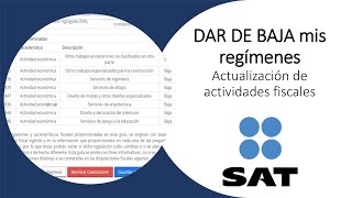 ♦️ Cómo DAR DE BAJA mis regímenes en el SAT  Actualización de actividades o cambio de Régimen [upl. by Chak]