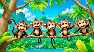 Five Little Monkeys  Fun and Energetic Nursery Rhyme for Kids  Sing Along and Learn [upl. by Neitsabes]