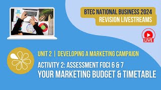 The Marketing Budget and Timetable AF 6amp7 for BTEC National Business Unit 2 [upl. by Tirza258]