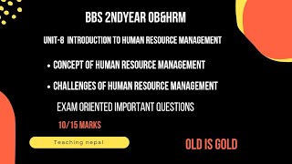 concept of human resource managementbbs 2nd year obamphrmchapter8 bbs 2nd year [upl. by Arutnev]