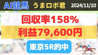 【うまロボ君でAI投資競馬】馬券必勝法➕79600円！回収率158 東京競馬場 20241110 [upl. by Irodim698]