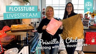 LIVE Dyeing Cross Stitch Fabric using Tea amp Coffee with Priscilla and Chelsea  FlossTube [upl. by Ambrosi349]