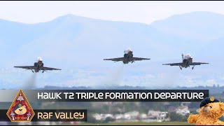 FAST JET FIGHTER PILOT TRAINING HAWK T2 TRIPLE TAKE OFF • RAF VALLEY [upl. by Ordnassela]