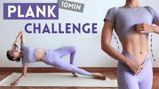 10 min Intense Plank Workout for Slim Waist Abs amp Core  No Repeat No Jumping At Home [upl. by Kelley]