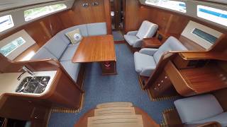 HallbergRassy 44 interior walk through Mahogany interior armchairs [upl. by Parker]