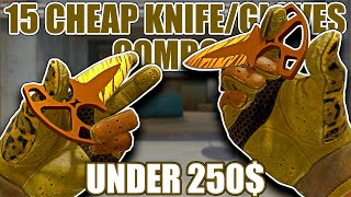 15 CHEAP KNIFEGLOVES COMBOS Under 250 ★ CSGO Showcase [upl. by Sardella]