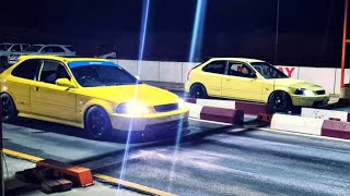 Honda B20 VTEC vs Honda B16 VTEC Drag Race [upl. by Euqinu]