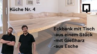 Eckbank selber bauen mit Tisch  aus einem Stück Esche mit Gießharz und passendem Tischgestell [upl. by Haem]