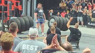 Tom Stoltman wins Hummer Tire Deadlift  1100 lbs  Strongest Man on Earth Competition 2023 [upl. by Aiela]