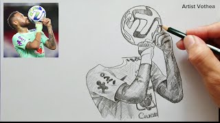 How To Draw Neymar With a Ball  Drawing Neymar Step By Step neymar [upl. by Nnawtna]