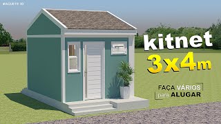 Projeto de Kitnet 3X4 m 12m²  Faça várias para alugar [upl. by Noek]