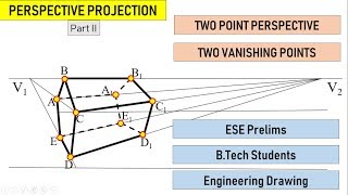 Perspective Projection  Two Point Perspective  Part 2  Engineering Drawing [upl. by Naamann]