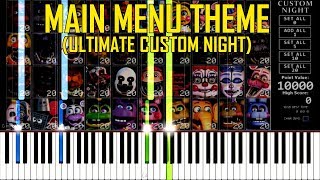 Main Menu Music Eisoptrophobia  FNAF Ultimate Custom Night Synthesia Piano Tutorial [upl. by Esinart783]