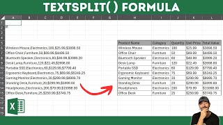 How to Split Text to Columns in Excel with Delimiters using TEXTSPLIT Formula in Excel [upl. by Yelsiap]