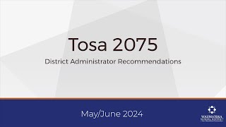 Tosa 2075 Administrator Recommendations [upl. by Kcirednek]