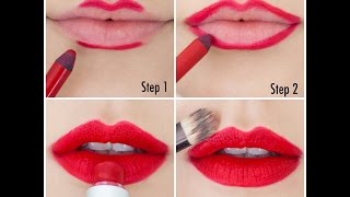 How to apply Lipstick Perfectly  Application of Red Lipstick for beginners  HOWTOs [upl. by Skardol]