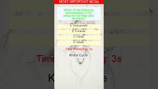 Krebs Cycle MCQs  Daily MCQs  Competitive Exam MCQs [upl. by Libbey]