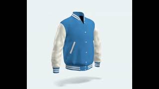 Letterman Jacket Light Blue Wool Body White Leather Sleeves Varsity Jacket [upl. by Cathrine]