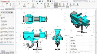 Clamp Mini Bench Vice in SolidWorks 10 Assembly [upl. by Hayarahs588]