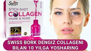 🐚 SWISS BORKDAN  DENGIZ COLLAGENI  Денгиз соллагени 10 йилга ёшаринг  STICK SHOT COLLAGEN swiss [upl. by Madi]