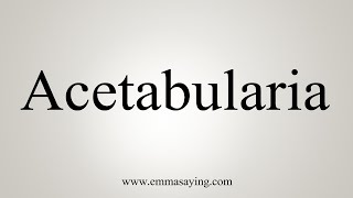 How To Say Acetabularia [upl. by Eyla]