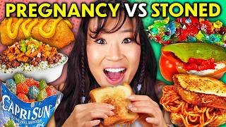 Pregnancy Craving Vs Stoner Food Challenge  People Vs Food [upl. by Towers476]