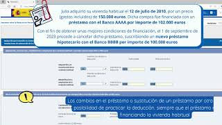 Renta 2023  Deducción por adquisición de vivienda habitual con modificaciones del préstamo [upl. by Assili]