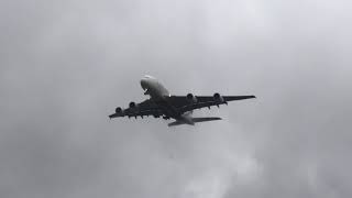 A Giant Beast emerges from the clouds  Emirates A380 Approach to Manchester Airport UK 240418 [upl. by Ahsia87]