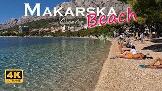 Makarska Beach Croatia Walking Tour 4K [upl. by Nazario272]