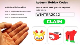 5 NEW Roblox PROMO CODES 2022 All FREE ROBUX Items in DECEMBER  EVENT  All Free Items on Roblox [upl. by Karolina]