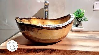 StepbyStep Woodturning Tutorial Crafting a Natural Edge Sink from Walnut Log [upl. by Harold]